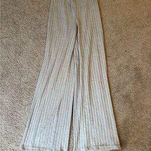 SHEIN Cream Ribbed Wide-Leg Pants